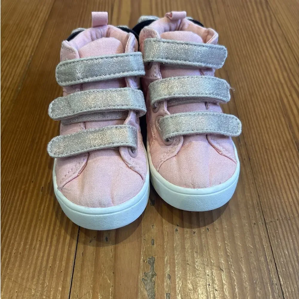 Gap Disney Minnie Mouse light pink ears‎ bow velkro high top sneakers SIZE 7